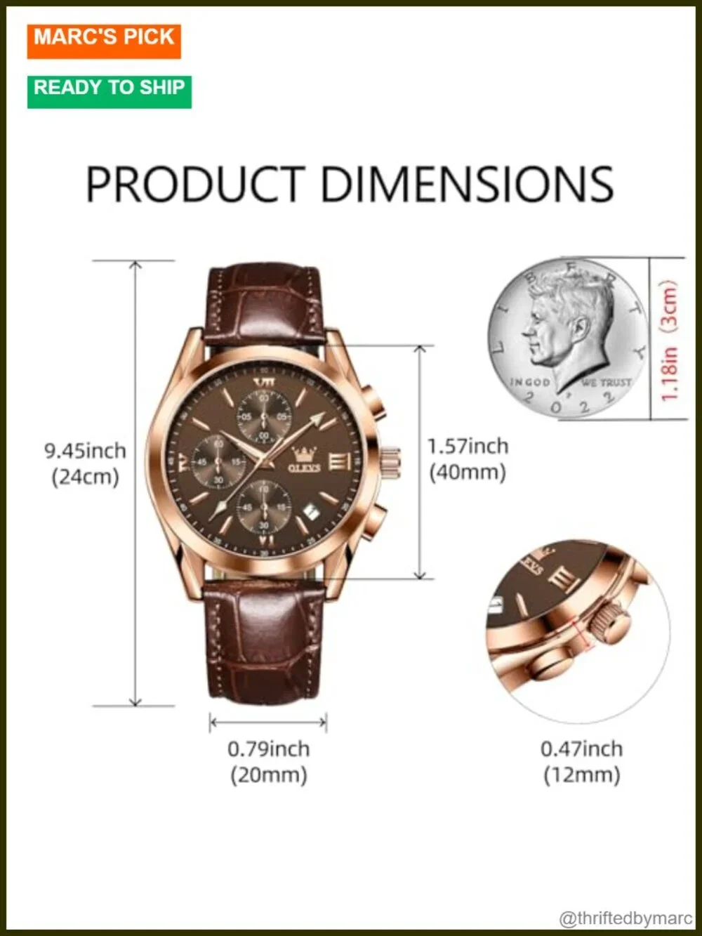 Leather Chronograph Dress Watch Luminous Analog Quartz Waterproof Men